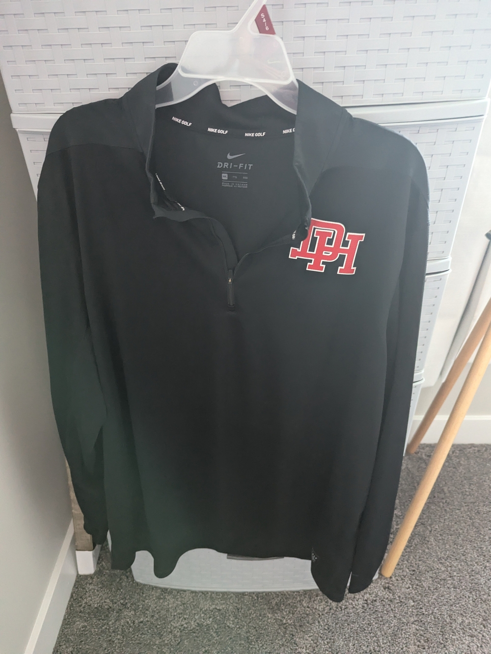 Nike Dri-FIT Black Quarter-Zip Sweater with Red Logo